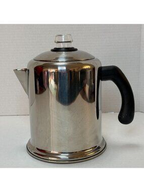Faberware  8-Cup Coffee Maker Percolator Stove Glass Top Stainless Steel Camping